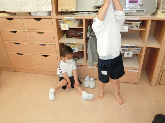 今日の第二園舎（2歳児・年少児）