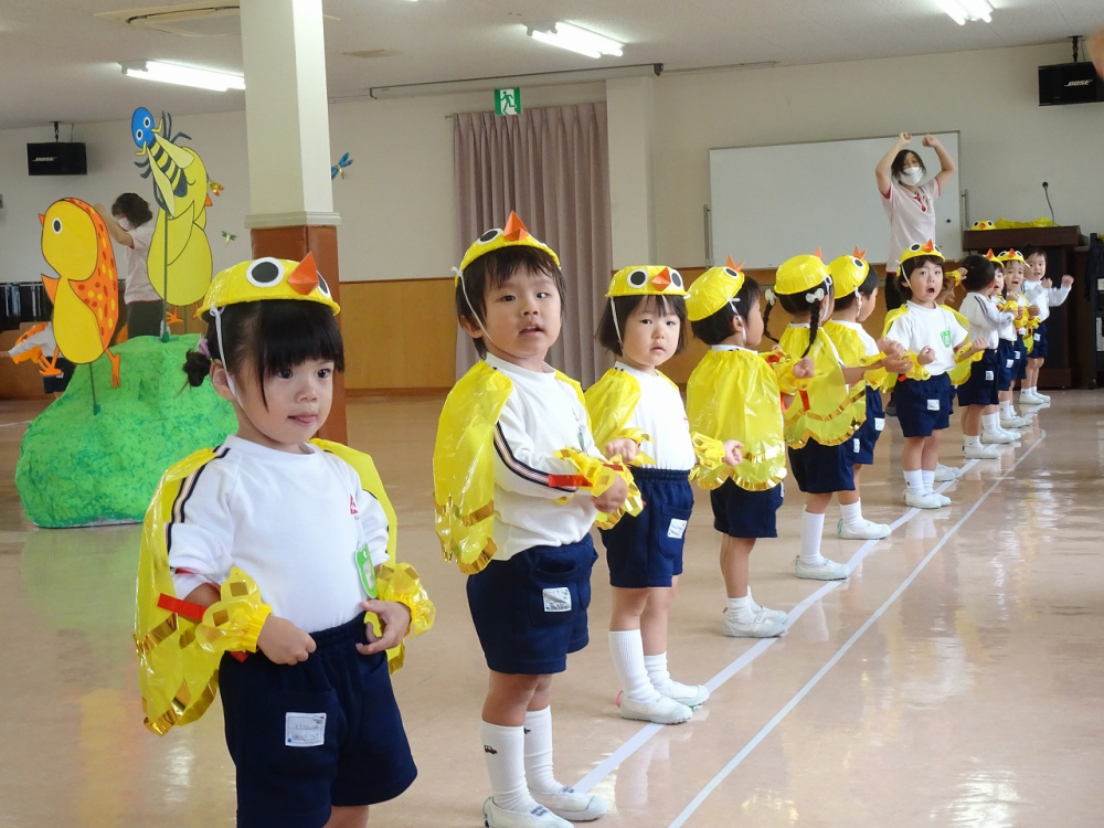 2歳児遊戯練習＆年長音楽指導がありました。