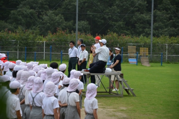 全校朝礼にて