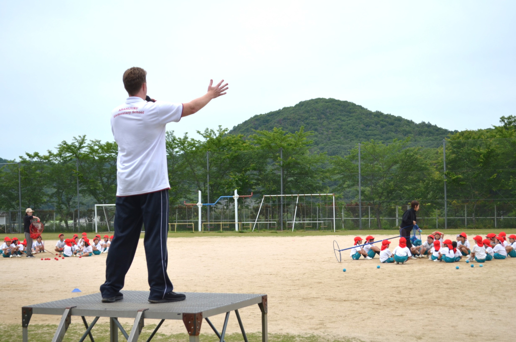 運動会練習　1年生　玉入れ