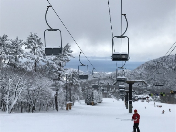 一瞬だけ日本海が見えたよ！
