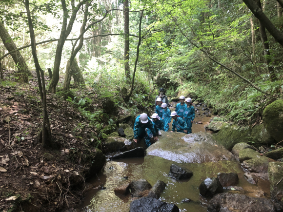 谷川体験。冷たい水が気持ちよかったですね。サワガニもいたようです。